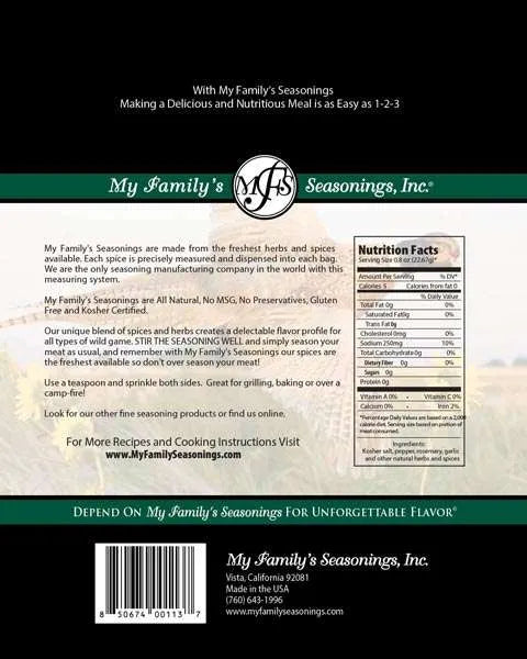 3.6 oz My Family's Wild Game Poultry
