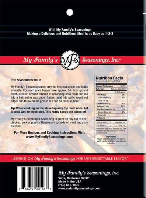 3.6 oz My Family’s Hamburger Seasoning
