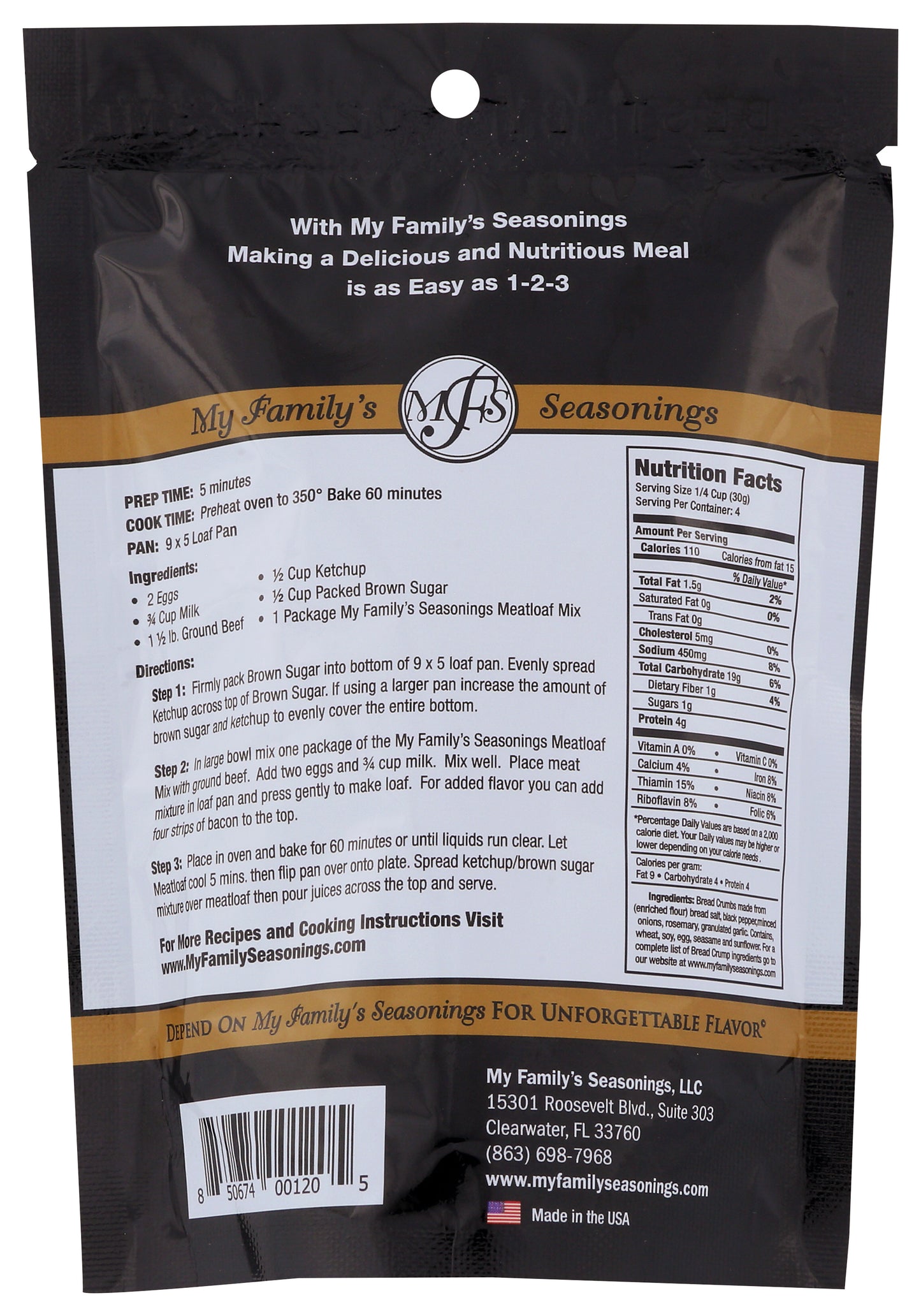 My Family's Meatloaf Mix (4.8 oz) – All Natural Meatloaf Seasoning Blend | No MSG