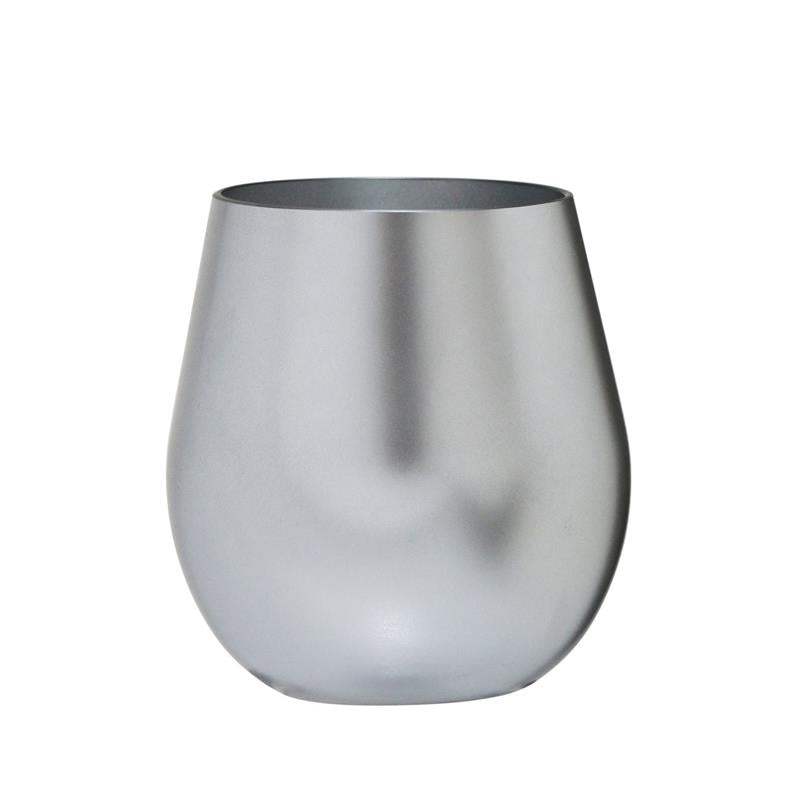 Metallic Silver Stemless Wine Glass