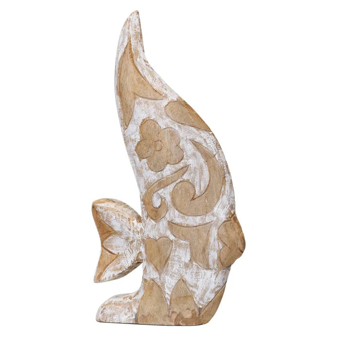 Natural Wood Fish Carved - Small