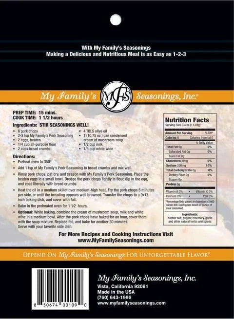 My Family’s Pork Seasonings, 3.6 oz.